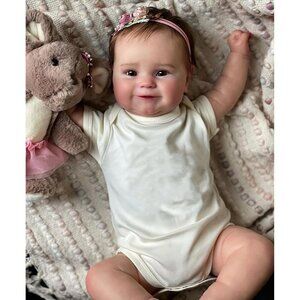 🆕20 Inch Girl  Full Body Silicone Smiling Lifelike New bron  Reborn Baby Doll